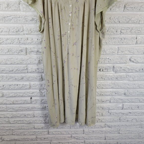 Simply Basic Nightgown 4X Plus Green Purple Floral Lace Cotton Blend FLO162XE - Picture 5 of 12